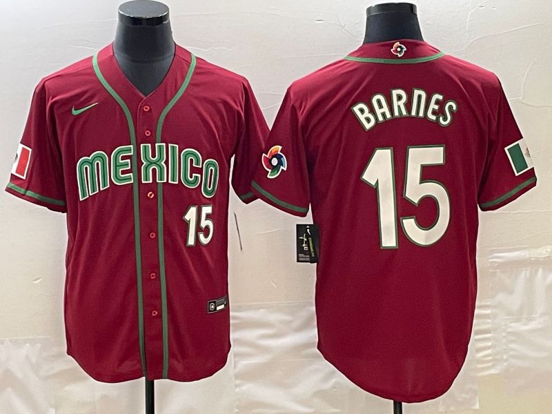 Men 2023 World Cub Mexico #15 Barnes Red Nike MLB Jersey